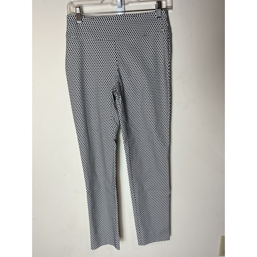 UP! CANADA WOMEN'S Black WHITE DIAMOND GEO PRINT ANKLE PANTS SIZE 4